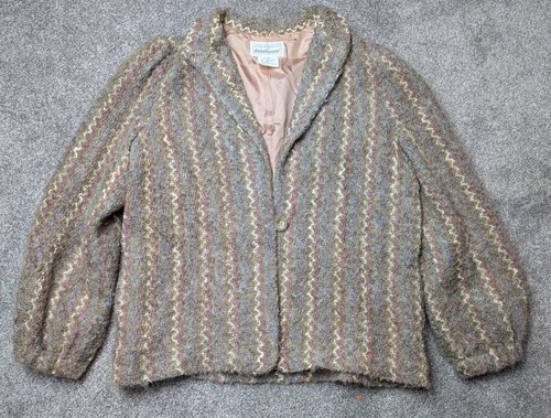 Vintage 80's Donnkenny Lambswool Blend Knit Boucle Jacket Women's Size 18