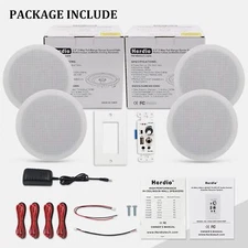 4 *Herdio 6.5'' Bluetooth Ceiling Speakers 600W Bass USB Wall Amplifier Receiver
