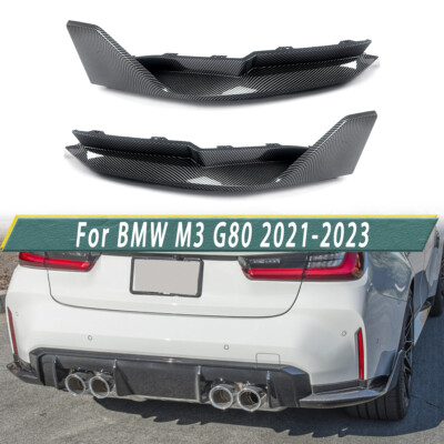 Carbon Fiber Rear Bumper Corner Splitter Canard Fins For BMW G80 M3 2021+