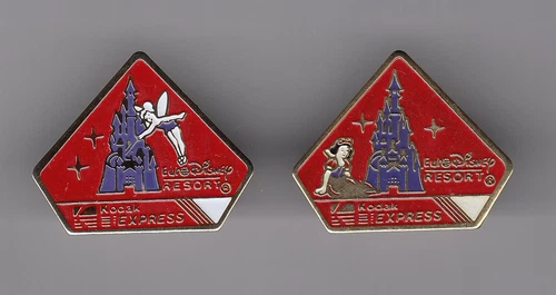 2 RARE PIN PINS PIN'S .. DISNEY PARIS PARK OPENING SET VINTAGE 1992  KODAK ~US24