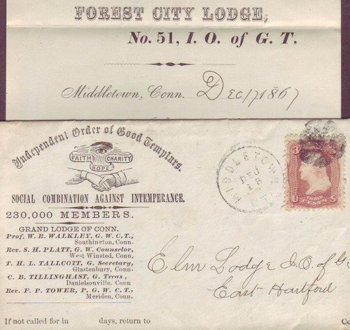 TEMPLERORDEN FREIMAURER "SEHENDES AUGE" 1867 CT Brief MITGLIED AUS LOGE AUSGESCHLOSSEN!