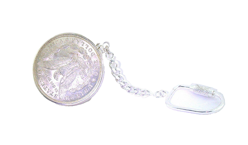 1921 P MORGAN DOLLAR KEYCHAIN PURE .925 STERLING SILVER EBS7168/53024 - Picture 2 of 2