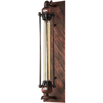 Vintage Industrial Wall Sconce, Tubular Metal Cage, Matte Black w/ Antique