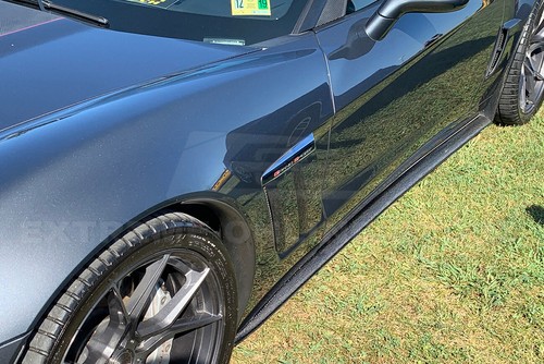 For 05-13 Corvette C6 Z06 | ZR1 Style CARBON FIBER Side Skirts Mud Flaps Lip - Picture 2 of 12