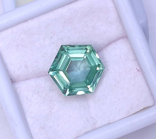 Natural Blue-Green Sapphire Certified Hexagon Cut 15 Ct Montana Loose Gemstone - Picture 6 of 10