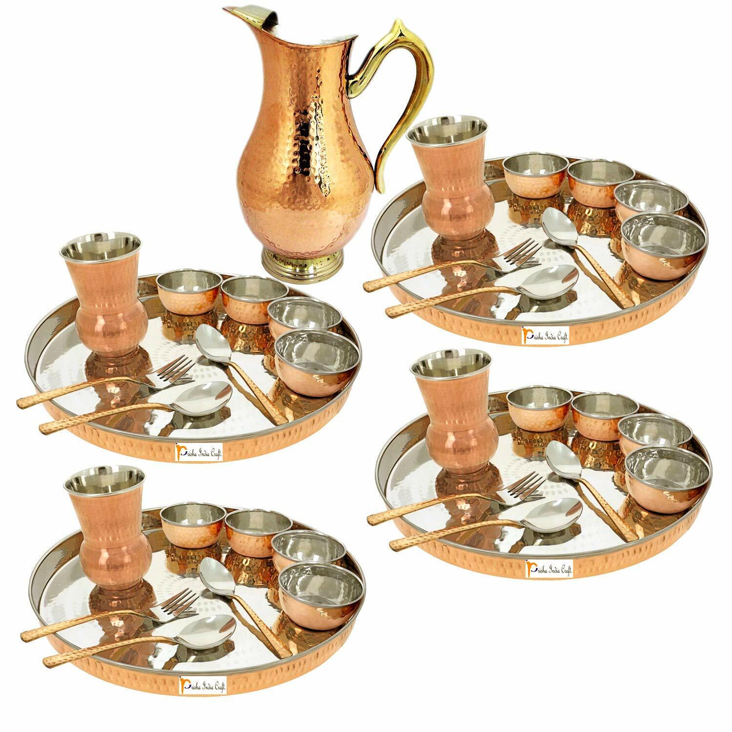 Set Max 41% OFF of It is very popular 4 Indian Dinnerware Traditional Steel Di Copper Stainless