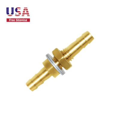 Brass 5/16'' Barb OD Bulkhead Fitting Thru-Bulk Straight Adapter Water Fuel Air