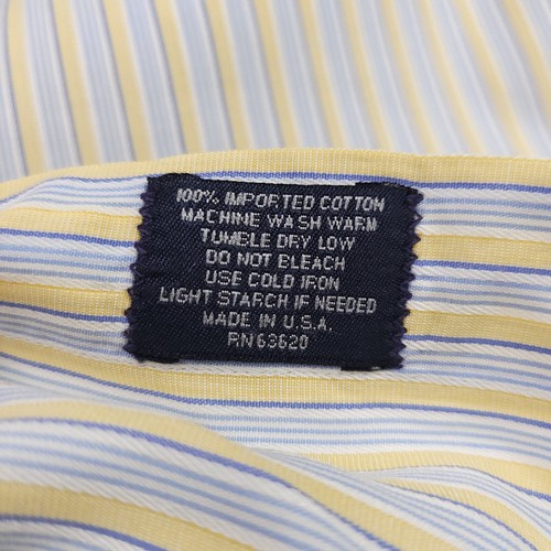 Burberry Shirt Mens Extra Large 17.5 Yellow Striped French Cuff Spread Collar - Picture 9 of 17