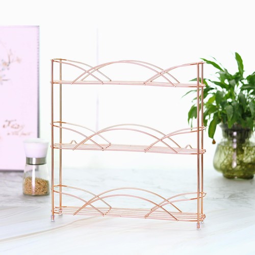 Rose Gold Metal Wire Spice Rack Wall Hang & Free Standing Kitchen Jars Holder UK - Picture 8 of 15