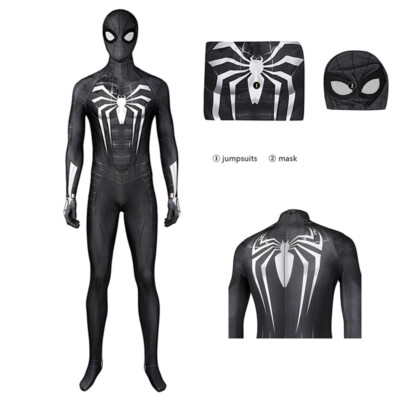 Black PS5 Miles Morales Symbiote Spider-Man Jumpsuit Cosplay
