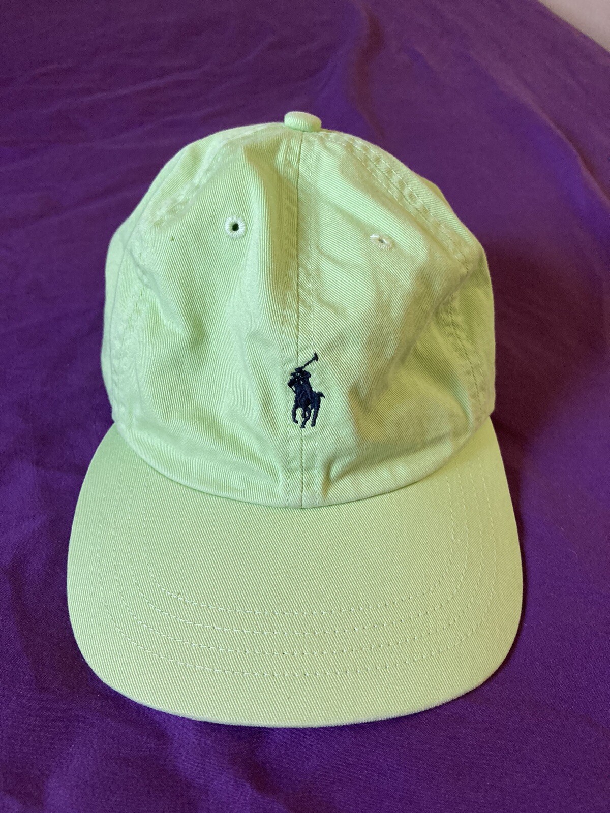 Cappello regolabile Polo di Ralph Lauren verde lime cinturino in pelle con logo pony