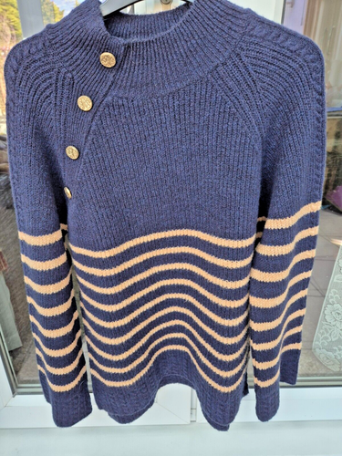 Ladies LOVE & ROSES jumper, size 16, navy blue / tan stripe