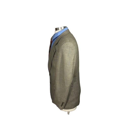 Robert Stock Anzugjacke taupe Hahnentritt & kariert Seide & Wolle 2 Knöpfe Gr. 40R - Bild 3 von 15