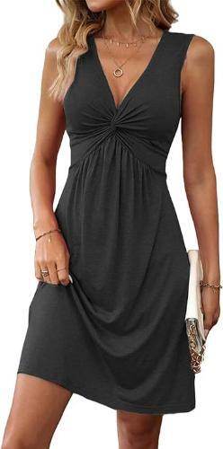 Abito donna sexy scollo a V sciolto donna pullover camicia estiva abiti taglie forti UK - Foto 7 di 21
