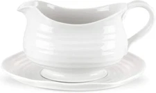 Portmeirion Sophie Conran White Porcelain Gravy Boat and Stand, 24 Oz