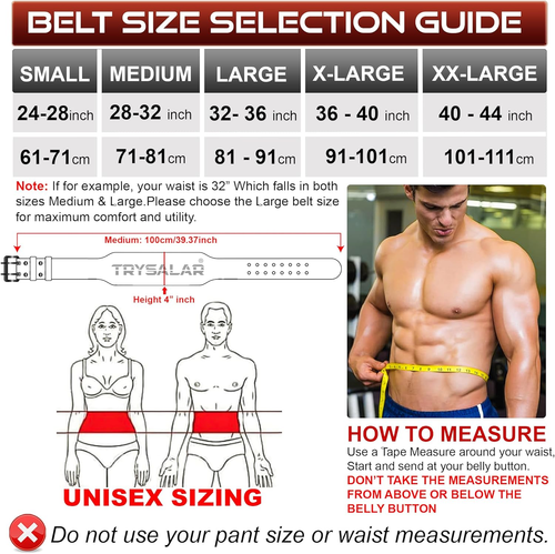 Cintura in Pelle per Sollevamento Pesi, Palestra, Fitness, 10,2 Cm, Supporto Lom - Foto 2 di 12