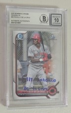 Elly De La Cruz Signed Full Name 1st Bowman Chrome Rookie Beckett 10 Auto Reds