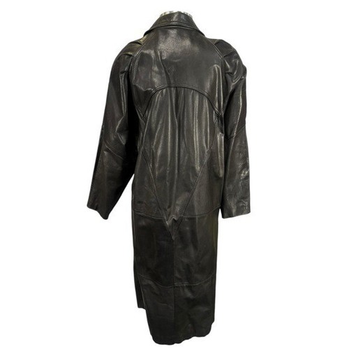 Vintage Wilsons Womens Leather Retro 80s Midi Button Front Coat Size Small - Picture 4 of 12