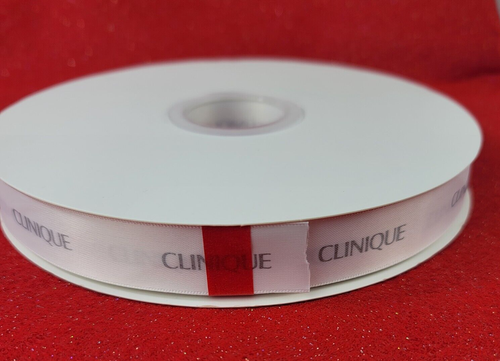 Clinique White Holiday Ribbon Silver Letters 1 in Wide Gift Wrap Trim Beauty - Picture 6 of 13
