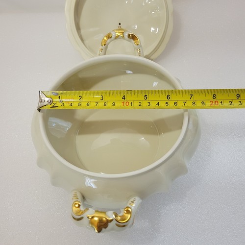 RAR Hertel Jacob 2-Griff bedeckt Servier Auflaufform Gold & Elfenbein Bavaria - Bild 9 von 11