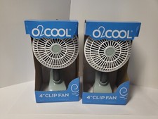 O2COOL 4" Clip On Base Portable Battery Operated Flexible Fan White Gray NEW x2