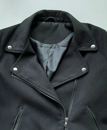 Gothic Punk kurze Jacke Biker Stoffjacke 36 S schwarz - Bild 2 von 4