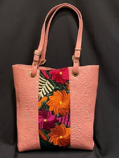 Embroidered Leather Tote Bag | eBay