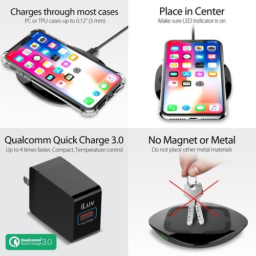 Cargador inalámbrico rápido iLuv IAD8X15ULBK 15W Qi para Apple, Samsung y otros dispositivos - Imagen 5 de 7