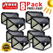 8Pack Solar Power 100LED Lights PIR Motion Sensor Outdoor Security Garden Lamp