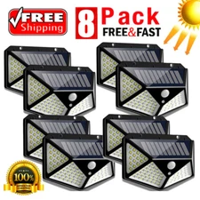 8Pack Solar Power 100LED Lights PIR Motion Sensor Outdoor Security Garden Lamp