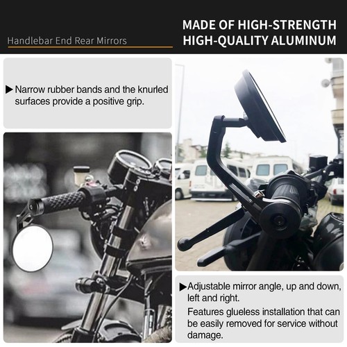 1" 25mm Handlebar Hand Grips Bar End Mirrors Universal For Harley Touring Dyna - Picture 6 of 13