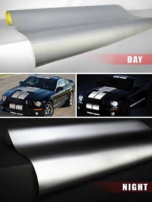 white reflective vinyl film 3ft x 48/" inches self adhesive decal Vvivid silver