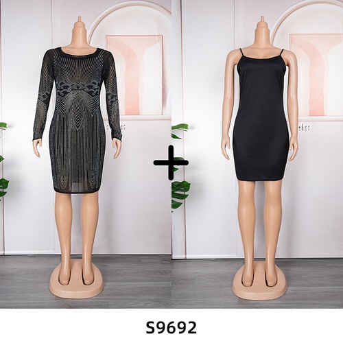 African Women Rhinestone Evening Party Ball Gown Bodycon Dress Prom 2 Piece Sets - Bild 18 von 18