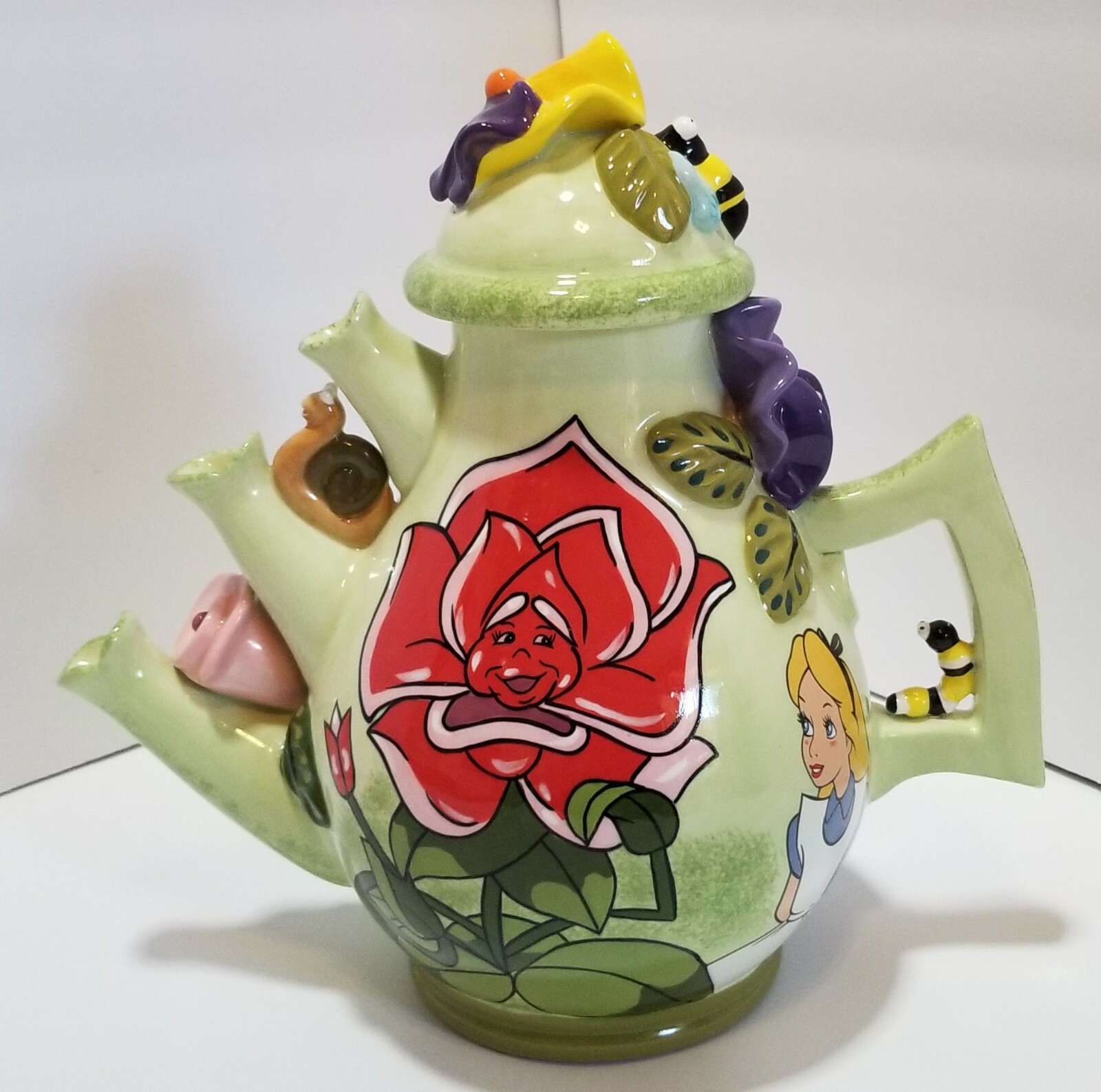 RARE Alice In Wonderland Tea Pot Creamer & Sugar Set Disneyland Fanciful Tea Set - Picture 3 of 12