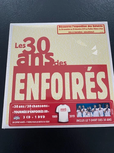 Coffret neuf sous blister " Les 30 ans des Enfoirés "  3 CD / 1 dvd / 1 T-Shirt