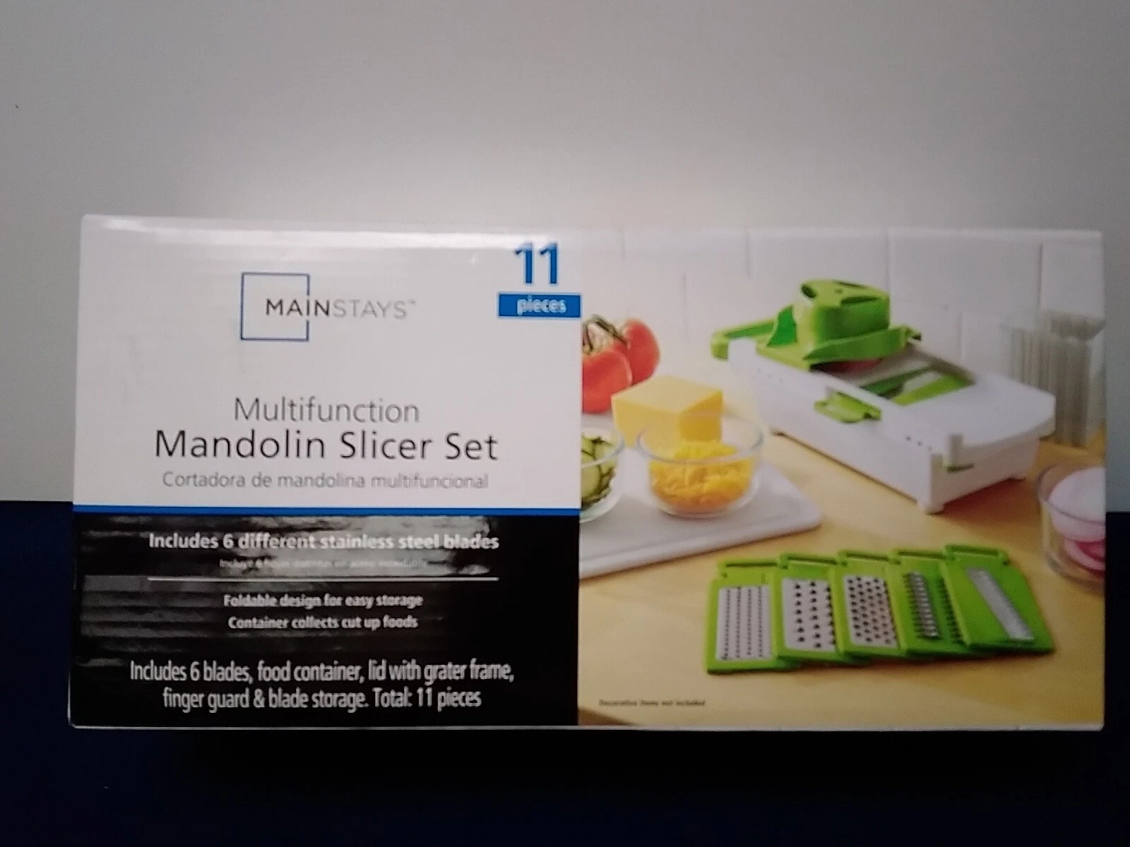 Mainstays Multi-Function Mandolin Slicer Set 11 Pieces Stainless Steel Blades