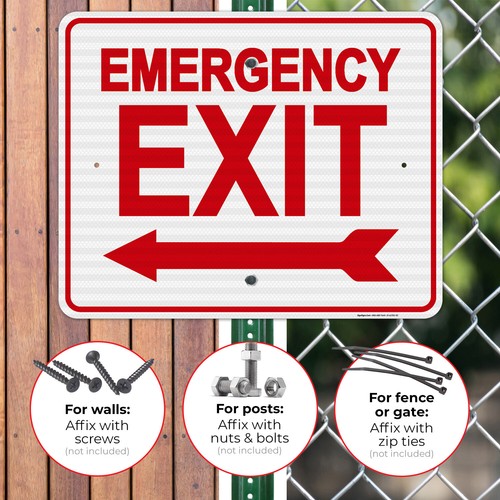 Emergency Exit With Left Arrow Sign, - Picture 67 of 85