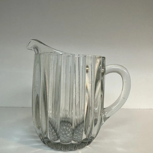Jeanette Glass Vintage Ribbed Juice/Milk Pitcher National Pattern Hobnail Bottom