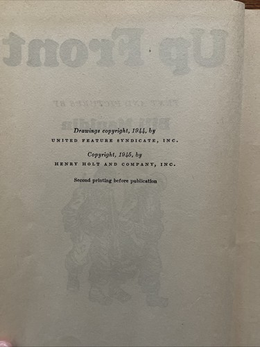 Up Front by Bill Mauldin 1945 Military Humor Hardcover Book ~ Willie and Joe - Picture 3 of 8