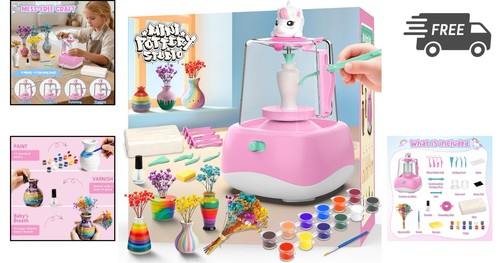 Kit de artesanía de rueda de cerámica para niños suministros de arte de arcilla brillante en la oscuridad para edades de 6-12 - Imagen 2 de 9