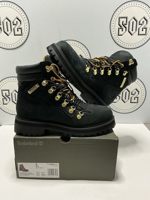 TIMBERLAND PREMIUM VIBRAM 6  WP BOOT TB0A2KKV 001 BLACK NUBUCK GOLD sz 9