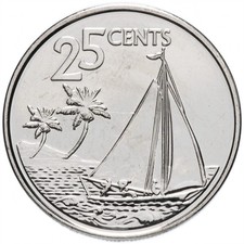 Bahamas 25 Cents Coin | Flamingo | Marlin | Bahamian Sloop | 2007 - 2015