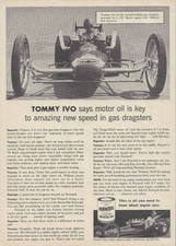 1959 Pennzoil Motor Oil Ad TV Tommy Ivo Dragster Vintage Magazine Advertisement