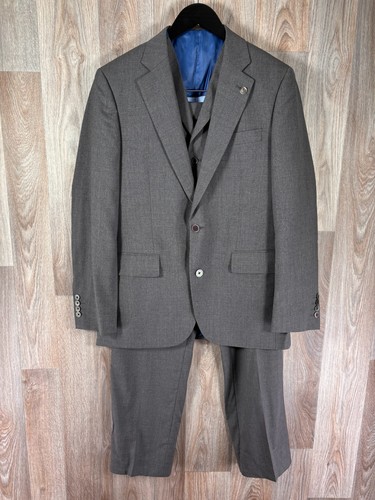 Chester Barrie Suit Mens 40R 34x31 Grey Savile Row 3 Piece Waistcoat Wedding