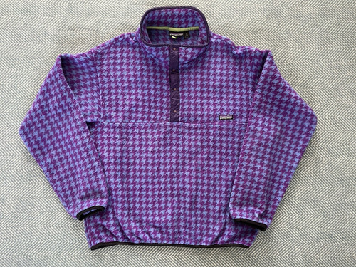 Rare Vintage Patagonia Mens Synchilla® Snap-T® Pullover: Houndstooth Purple - XL - Picture 1 of 18