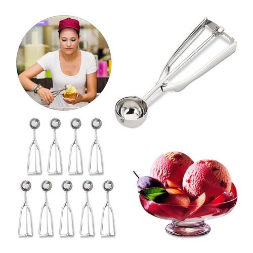 Set di 10 porzionatori per gelato in acciaio inox cucchiaio dosatore 39 mm - Foto 1 di 7