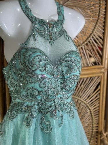 Tiffany blau festliches Kleid kurz Heimkehr Abschlussball Splash Größe 8 - Bild 2 von 15