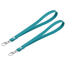 2Pcs Wristlet Strap PU Leather Wrist Lanyard Keychain Hand Strap Cyan