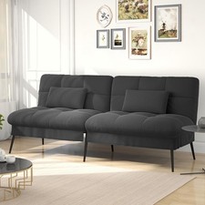 Cloud Comfort Convertible Futon Sleeper Sofa Bed Lounger With 2 Lumbar Pillows