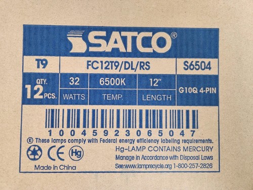 Case of 12 Satco S6504 12" 32w T9 6500k Daylight G10q Circline Fluorescent Bulb - Picture 5 of 5
